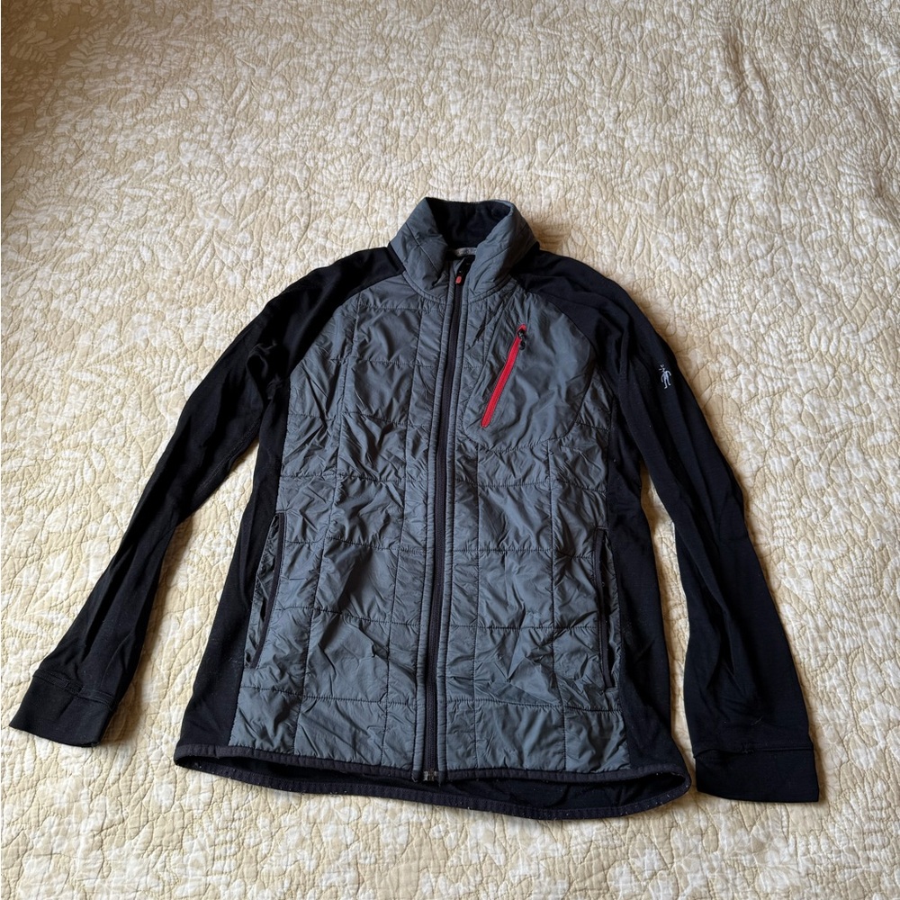 Smartwool Men’s Black Full-Zip Smartloft Hybrid Jacket with Red Accent